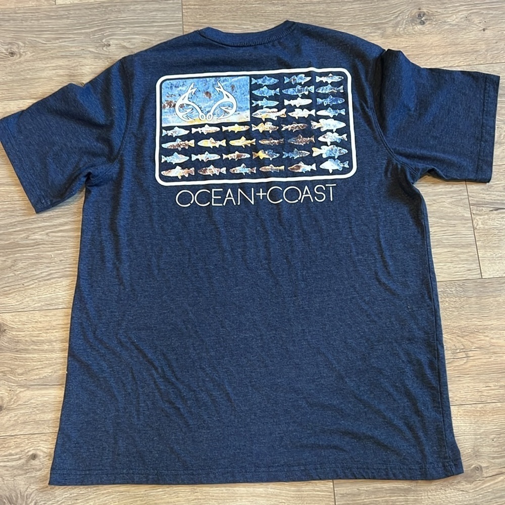 REALTREE OCEAN + COAST Navy Short Sleeve Tee Size Large